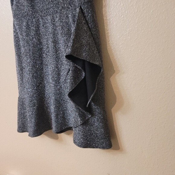 ECI New York womens Giltter Metalic Dress W/ Sleeve and Buttom Flutter Hem - Picture 3 of 9